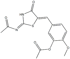 5-{[2-(acetylimino)-4-oxo-1,3-thiazolidin-5-ylidene]methyl}-2-methoxyphenyl acetate 结构式