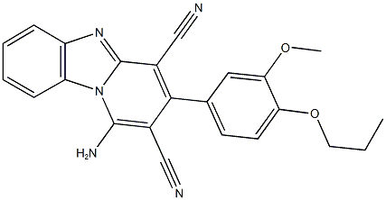 1-amino-3-(3-methoxy-4-propoxyphenyl)pyrido[1,2-a]benzimidazole-2,4-dicarbonitrile 结构式