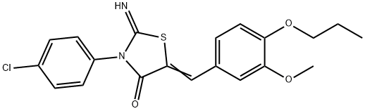 3-(4-chlorophenyl)-2-imino-5-(3-methoxy-4-propoxybenzylidene)-1,3-thiazolidin-4-one 结构式