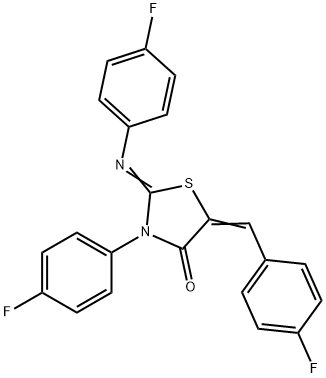 5-(4-fluorobenzylidene)-3-(4-fluorophenyl)-2-[(4-fluorophenyl)imino]-1,3-thiazolidin-4-one 结构式