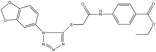 ethyl 4-[({[1-(1,3-benzodioxol-5-yl)-1H-tetraazol-5-yl]sulfanyl}acetyl)amino]benzoate 结构式