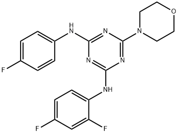 N~2~-(2,4-difluorophenyl)-N~4~-(4-fluorophenyl)-6-(4-morpholinyl)-1,3,5-triazine-2,4-diamine 结构式