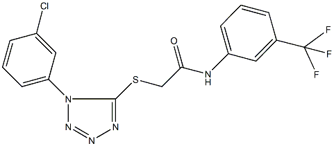 2-{[1-(3-chlorophenyl)-1H-tetraazol-5-yl]sulfanyl}-N-[3-(trifluoromethyl)phenyl]acetamide 结构式