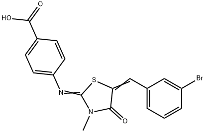 4-{[5-(3-bromobenzylidene)-3-methyl-4-oxo-1,3-thiazolidin-2-ylidene]amino}benzoic acid 结构式