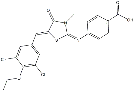 4-{[5-(3,5-dichloro-4-ethoxybenzylidene)-3-methyl-4-oxo-1,3-thiazolidin-2-ylidene]amino}benzoic acid 结构式