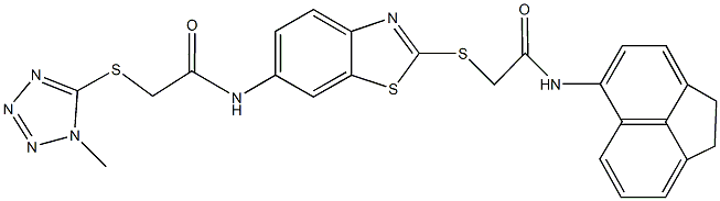 N-(2-{[2-(1,2-dihydro-5-acenaphthylenylamino)-2-oxoethyl]sulfanyl}-1,3-benzothiazol-6-yl)-2-[(1-methyl-1H-tetraazol-5-yl)sulfanyl]acetamide 结构式