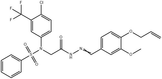 N-(2-{2-[4-(allyloxy)-3-methoxybenzylidene]hydrazino}-2-oxoethyl)-N-[4-chloro-3-(trifluoromethyl)phenyl]benzenesulfonamide 结构式