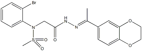 N-(2-bromophenyl)-N-(2-{2-[1-(2,3-dihydro-1,4-benzodioxin-6-yl)ethylidene]hydrazino}-2-oxoethyl)methanesulfonamide 结构式