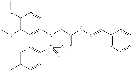 N-(3,4-dimethoxyphenyl)-4-methyl-N-{2-oxo-2-[2-(3-pyridinylmethylene)hydrazino]ethyl}benzenesulfonamide 结构式