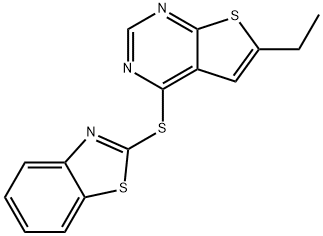 4-(1,3-benzothiazol-2-ylsulfanyl)-6-ethylthieno[2,3-d]pyrimidine 结构式
