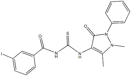 N-(1,5-dimethyl-3-oxo-2-phenyl-2,3-dihydro-1H-pyrazol-4-yl)-N'-(3-iodobenzoyl)thiourea 结构式