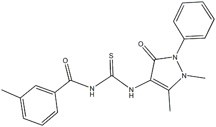 N-(1,5-dimethyl-3-oxo-2-phenyl-2,3-dihydro-1H-pyrazol-4-yl)-N'-(3-methylbenzoyl)thiourea 结构式