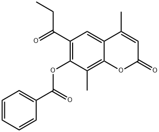 4,8-dimethyl-2-oxo-6-propionyl-2H-chromen-7-yl benzoate 结构式