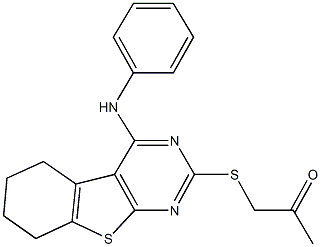 1-[(4-anilino-5,6,7,8-tetrahydro[1]benzothieno[2,3-d]pyrimidin-2-yl)sulfanyl]acetone 结构式