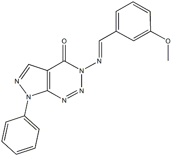 3-[(3-methoxybenzylidene)amino]-7-phenyl-3,7-dihydro-4H-pyrazolo[3,4-d][1,2,3]triazin-4-one 结构式