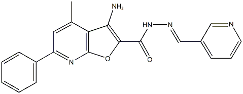 3-amino-4-methyl-6-phenyl-N'-(3-pyridinylmethylene)furo[2,3-b]pyridine-2-carbohydrazide 结构式