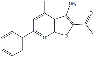 1-(3-amino-4-methyl-6-phenylfuro[2,3-b]pyridin-2-yl)ethanone 结构式