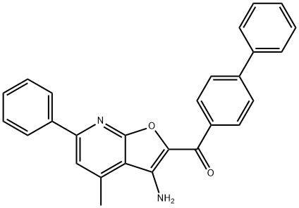 (3-amino-4-methyl-6-phenylfuro[2,3-b]pyridin-2-yl)([1,1'-biphenyl]-4-yl)methanone 结构式