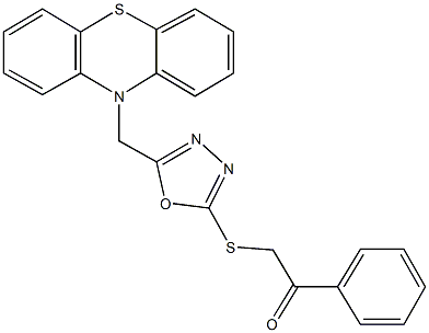 2-{[5-(10H-phenothiazin-10-ylmethyl)-1,3,4-oxadiazol-2-yl]sulfanyl}-1-phenylethanone 结构式