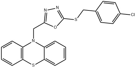10-({5-[(4-chlorobenzyl)sulfanyl]-1,3,4-oxadiazol-2-yl}methyl)-10H-phenothiazine 结构式
