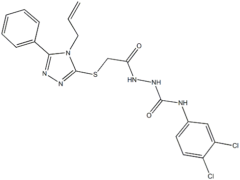2-{[(4-allyl-5-phenyl-4H-1,2,4-triazol-3-yl)sulfanyl]acetyl}-N-(3,4-dichlorophenyl)hydrazinecarboxamide 结构式