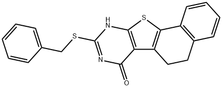 9-(benzylsulfanyl)-5,8-dihydronaphtho[2',1':4,5]thieno[2,3-d]pyrimidin-7(6H)-one 结构式
