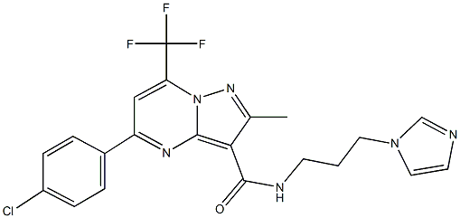 5-(4-chlorophenyl)-N-[3-(1H-imidazol-1-yl)propyl]-2-methyl-7-(trifluoromethyl)pyrazolo[1,5-a]pyrimidine-3-carboxamide 结构式