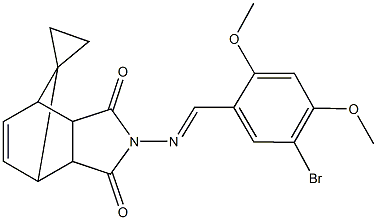 4-[(5-bromo-2,4-dimethoxybenzylidene)amino]-spiro(4-azatricyclo[5.2.1.0~2,6~]dec-8-ene-10,1'-cyclopropane)-3,5-dione 结构式