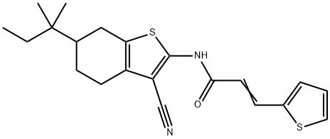 N-(3-cyano-6-tert-pentyl-4,5,6,7-tetrahydro-1-benzothien-2-yl)-3-(2-thienyl)acrylamide 结构式