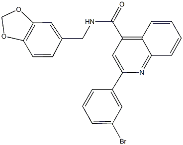 N-(1,3-benzodioxol-5-ylmethyl)-2-(3-bromophenyl)-4-quinolinecarboxamide 结构式