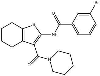 3-bromo-N-[3-(1-piperidinylcarbonyl)-4,5,6,7-tetrahydro-1-benzothien-2-yl]benzamide 结构式