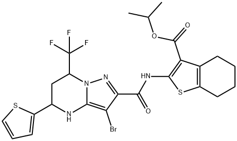 isopropyl 2-({[3-bromo-5-(2-thienyl)-7-(trifluoromethyl)-4,5,6,7-tetrahydropyrazolo[1,5-a]pyrimidin-2-yl]carbonyl}amino)-4,5,6,7-tetrahydro-1-benzothiophene-3-carboxylate 结构式