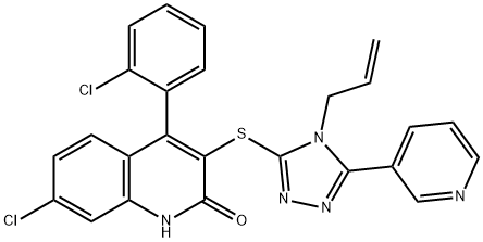 3-{[4-allyl-5-(3-pyridinyl)-4H-1,2,4-triazol-3-yl]sulfanyl}-7-chloro-4-(2-chlorophenyl)-2-quinolinol 结构式
