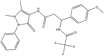 N-(1,5-dimethyl-3-oxo-2-phenyl-2,3-dihydro-1H-pyrazol-4-yl)-3-(4-methoxyphenyl)-3-[(trifluoroacetyl)amino]propanamide 结构式