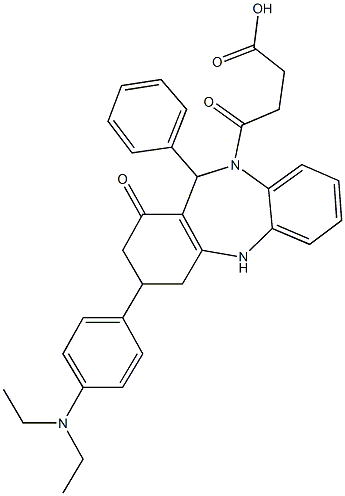 4-{3-[4-(diethylamino)phenyl]-1-oxo-11-phenyl-1,2,3,4,5,11-hexahydro-10H-dibenzo[b,e][1,4]diazepin-10-yl}-4-oxobutanoic acid 结构式