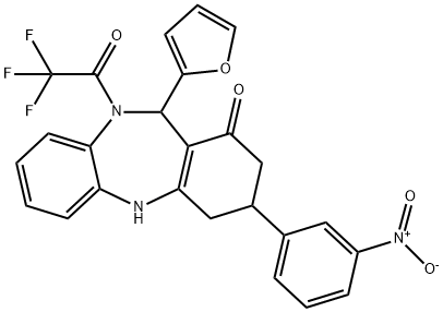 11-(2-furyl)-3-{3-nitrophenyl}-10-(trifluoroacetyl)-2,3,4,5,10,11-hexahydro-1H-dibenzo[b,e][1,4]diazepin-1-one 结构式