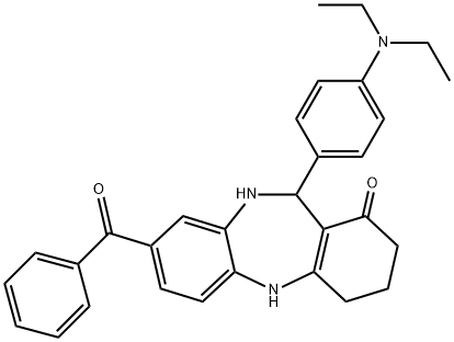 8-benzoyl-11-[4-(diethylamino)phenyl]-2,3,4,5,10,11-hexahydro-1H-dibenzo[b,e][1,4]diazepin-1-one 结构式