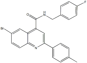 6-bromo-N-(4-fluorobenzyl)-2-(4-methylphenyl)-4-quinolinecarboxamide 结构式