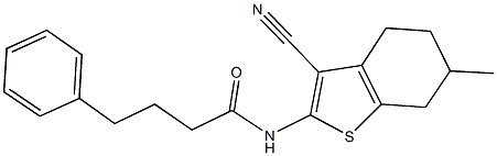 N-(3-cyano-6-methyl-4,5,6,7-tetrahydro-1-benzothien-2-yl)-4-phenylbutanamide 结构式