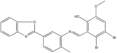 2-({[5-(1,3-benzoxazol-2-yl)-2-methylphenyl]imino}methyl)-3,4-dibromo-6-methoxyphenol 结构式