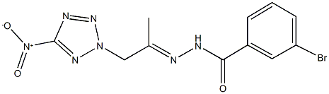 3-bromo-N'-(2-{5-nitro-2H-tetraazol-2-yl}-1-methylethylidene)benzohydrazide 结构式