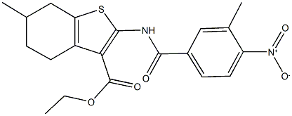 ethyl 2-({4-nitro-3-methylbenzoyl}amino)-6-methyl-4,5,6,7-tetrahydro-1-benzothiophene-3-carboxylate 结构式