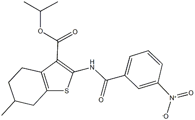 isopropyl 2-({3-nitrobenzoyl}amino)-6-methyl-4,5,6,7-tetrahydro-1-benzothiophene-3-carboxylate 结构式