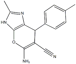 5-amino-2-methyl-7-(4-methylphenyl)-3,7-dihydropyrano[2,3-d]imidazole-6-carbonitrile 结构式