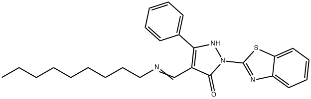 2-(1,3-benzothiazol-2-yl)-4-[(nonylimino)methyl]-5-phenyl-1,2-dihydro-3H-pyrazol-3-one 结构式