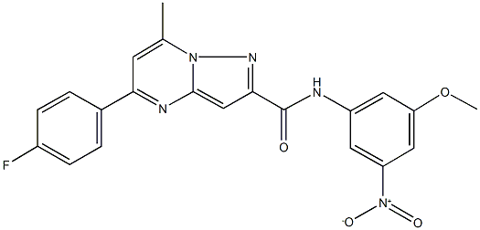 5-(4-fluorophenyl)-N-{3-nitro-5-methoxyphenyl}-7-methylpyrazolo[1,5-a]pyrimidine-2-carboxamide 结构式