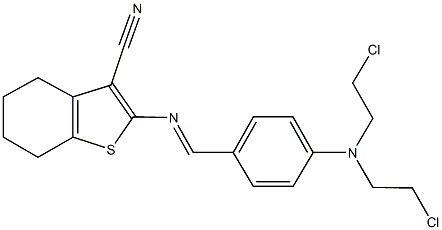 2-({4-[bis(2-chloroethyl)amino]benzylidene}amino)-4,5,6,7-tetrahydro-1-benzothiophene-3-carbonitrile 结构式