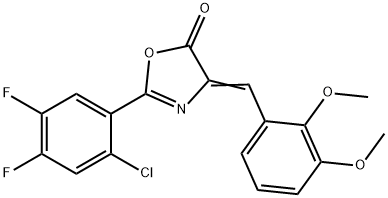 2-(2-chloro-4,5-difluorophenyl)-4-(2,3-dimethoxybenzylidene)-1,3-oxazol-5(4H)-one 结构式