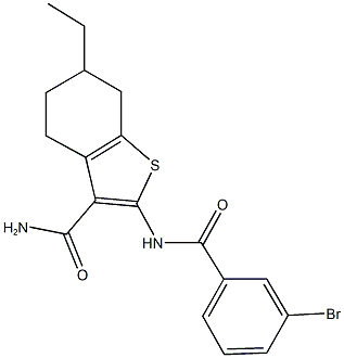 2-[(3-bromobenzoyl)amino]-6-ethyl-4,5,6,7-tetrahydro-1-benzothiophene-3-carboxamide 结构式