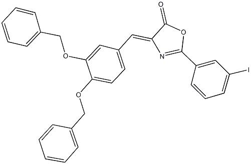 4-[3,4-bis(benzyloxy)benzylidene]-2-(3-iodophenyl)-1,3-oxazol-5(4H)-one 结构式
